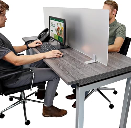OBEX Acrylic Free Standing Screen, Divider for Desk Privacy Home & Office Partitions for Table Top Workstation, Portable Cubicle Panel for Work, 18" x 48", Frosted - color: Frosted, size: 18"H X 48"W