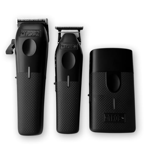TPOB Play Barber Hair Clippers for Men 7500 RPM with Rubber Grips (Blackout 3 Set) - color: Blackout 3 Set