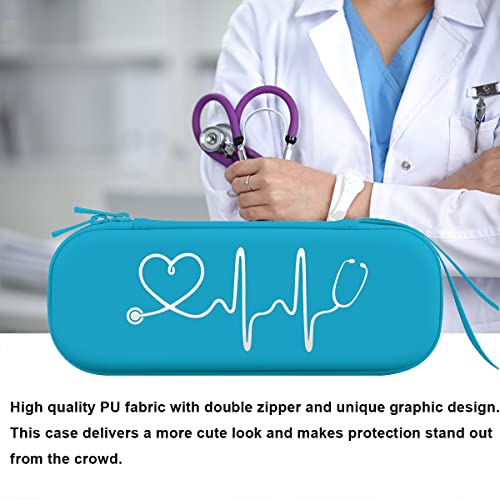 BOVKE Travel Carrying Case Compatible with 3M Littmann Classic III, Lightweight II S.E, MDF Acoustica Deluxe Stethoscopes, Extra Room for Medical Scissors EMT Trauma Shears LED Penlight, Turquoise - color: Pu Leather_Turquoise