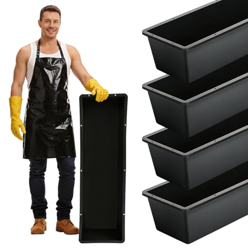 4 Pcs 12 Gallon/48 Quart Large Capacity Livestock Water Trough, 39 Inch Long Plastic Livestock Feeding Trough for Pig, Calves, Sheep, Horses, Alpacas and Goats Farm Animal Feeding