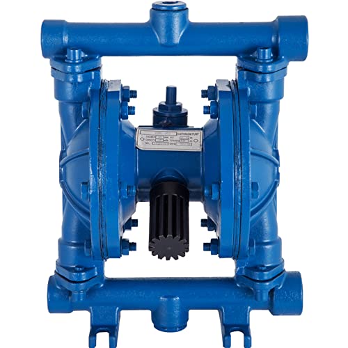 VEVOR Air-Operated Double Diaphragm Pump, 1/2 in Inlet & Outlet, Cast Iron Body, 8.8 GPM & Max 120PSI, Nitrile Diaphragm Pneumatic Transfer Pump for Petroleum, Diesel, Oil & Low Viscosity Fluids - size: 3.0 GPM