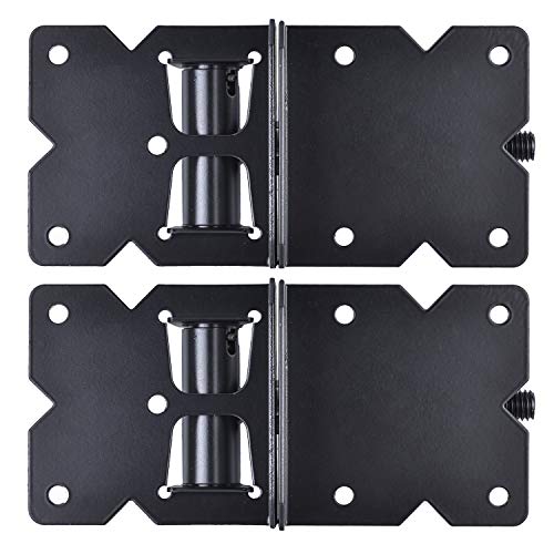 Self Closing Gate Hinges Heavy Duty, 90 Degree Adjustable, 2 Pcs | Heavy duty gate hinges fence hinges for Wooden/Vinyl/PVC Fences, with installation screws and swing adjuster tool, black - color: Black(1pcs)