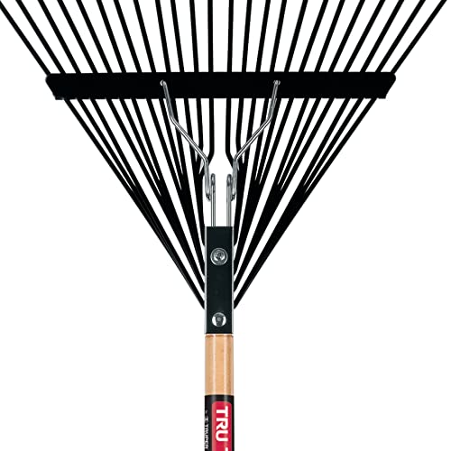 Truper TruPro Steel Leaf Rake, 24-Inch Head, 54-Inch Wood Handle - Garden Rakes Metal Heavy Duty - Yard Rakes - Lawn Rake for Leaves and Grass (Model EMX-24 / 30480)