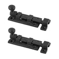 Renovators Supply Manufacturing Slide Bolt Latch 3 in. Black Wrought Iron Ball Tip Style Slide Bolt with Mounting Hardware Pack of 2 - size: Pack of 2, style: 3.5 inch - Ball Tip