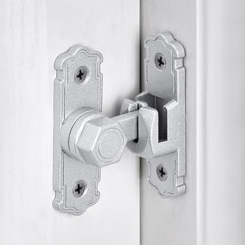 Silvery Aluminum Alloy 90/180 Degree Gate Lock,Barn Door Latches | Flip Gate Latches,Right Angle Door Lock Latch,Sliding Door Latches,for bedroom,garage,window,pet enclosures,drawer,cabinet - color: Silvery