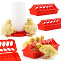 4PCS Chick Feeder and Waterer Kit, Baby Chick Starter Kit | 3×12-Hole Trough Feeders and 1 Low-Spill Chicks Waterer, for Small Poultry Chicks Ducks Quail Pigeons Birds
