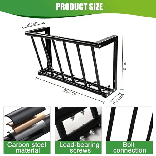 Hay Feeder Wall Mount Hay Rack, 26" Long Livestock with 16 Gallon Capacity, Carbon Steel Hay Feeder for Sheep, Goats, Horses, Indoor Outdoor Uses