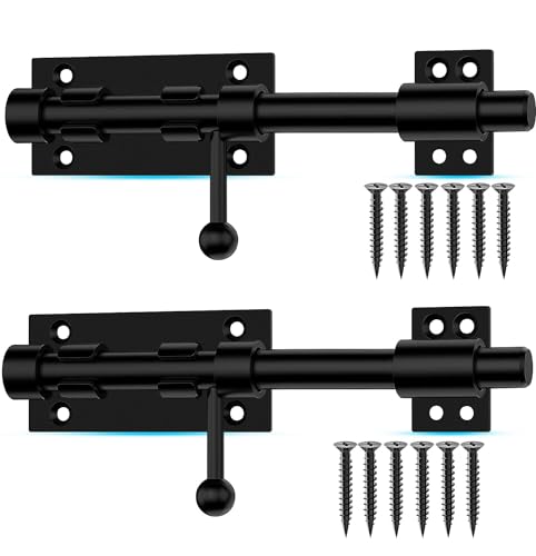 Slide Bolt Gate Latch, 7.8 Inch Heavy Duty Solid Stainless Steel Bolts Latches,for Fence, Yard Doors, Garages, Bedrooms, Cupboards and Window (2 Pack, Black) - color: 7.8" Slide Latch - 2 Pack