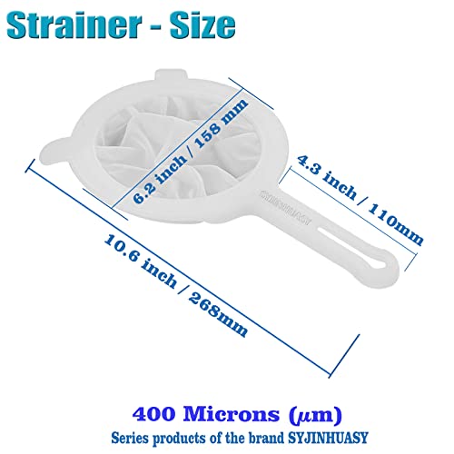 Kitchen Ultra-Fine Nylon Mesh Strainer Food Yogurt Mesh Sieve Plastic Mesh Colander with Handle Mini Brine Shrimp Separation Net for Filtering Juice Juice Milk Honey (400Mesh) - size: 400Mesh
