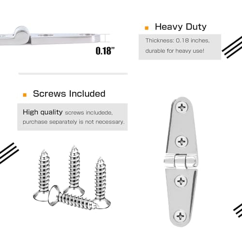 Atibin Heavy Polished Door Hinge Stainless Yacht Hardware Boat Hinge Steel Deck Mount Marine Hinges Cabinet SUS316 4 inch x 1.02 inch 2pcs - style: 2Pcs 4" x 1.02"