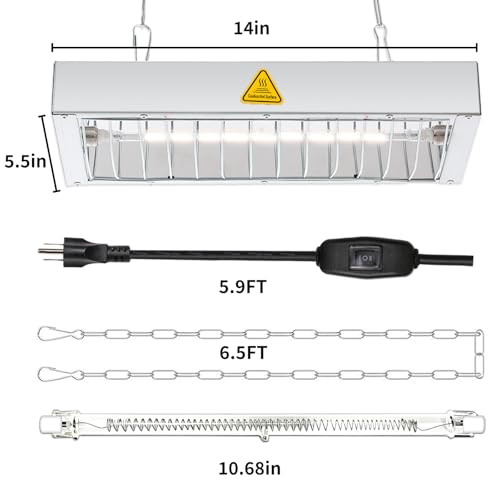 600W Heat Lamp for Chickens, Large Chicken Coop Heater, Adjustable Temp and Height, No Assembly Brooder Heater for Chicks Pets Livestock, 1 Pack - color: Heat lamp 600W - 1 Pack