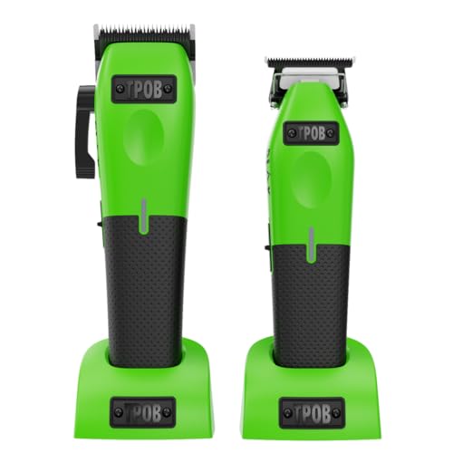 TPOB Play Barber Hair Clippers for Men 7500 RPM with Rubber Grips (Green 2 Set) - color: Green 2 Set