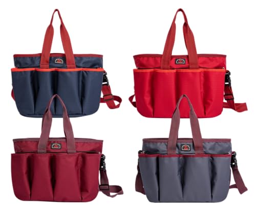 BARN & STABLE 600Denier 3000mm/3000mvp Super Waterproof, Breathable Horse Grooming Tote with 7 Pockets, Tear-resistant Tack Storage, Carry Bag Caddy for Horse, Cow, Donkey, Goats, Dog - color: Ancora red