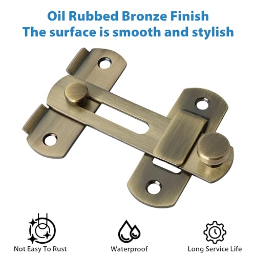 Alise 4 Inch Bronze SUS304 Stainless Steel Gate Latches for Barn Door | Heavy Duty Gate Hardware ,Security Flip Latch,Anti-theft Latch,Safety Door Lock for Barn Wood Fence Sliding French Doors - color: Bronze, size: 4 Inch