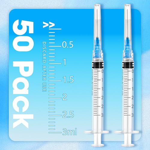 3mL/cc Disposable Luer Lock Syringe 23G 1inch for Lab Use, Individually Wrapped, Pack of 50 - style: 3ml-23G-1" (Luer Lock)