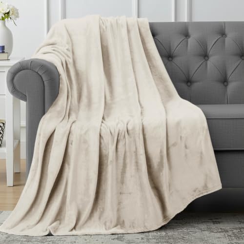 Utopia Bedding Ultra Soft Fleece Bed Blanket Throw Size Linen (50x60 Inch) | Microfiber Plush Warm Lightweight Breathable Cozy Blanket Anti-Static, All Season Use, Gift for Women and Men - color: Linen, size: Throw (50x60 Inch)