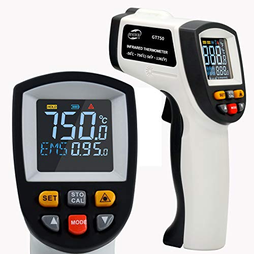 Infrared Thermometer Laser Temperature Gun, Digital Surface Heat Temp Gun Non-Contact for Cooking Food, Pizza Oven, Griddle Meat, Refrigerator, HVAC, Grill, Engine -58℉~986℉ (GT750)