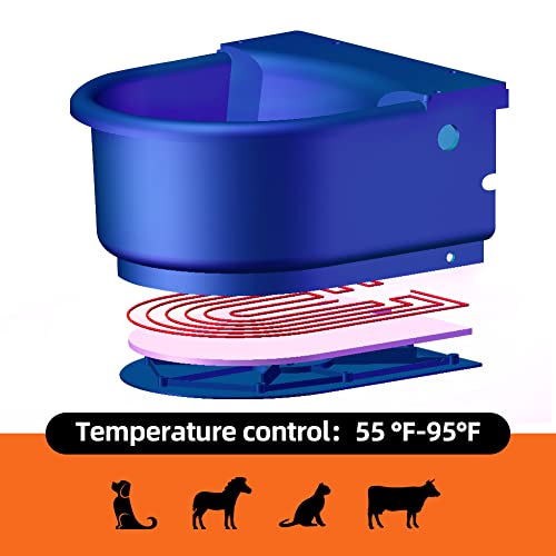 Automatic Heated Dog Waterer Bowl Feeder Constant Temperature Dispenser 3L Outdoor Thermal Bowl with Float Ball Valves for Pet Dog Horse Cattle Goat Sheep (Blue) - color: Blue