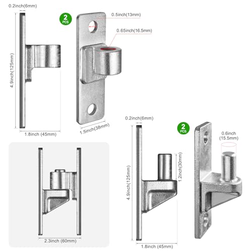 4.9" Heavy Duty Gate Hinges, Wall Mount Female Male Hinges | 2 Pairs, Hot-Dip Galvanized Finish, Provides Stable Support, Smooth Opening and Closing for Wooden Fences and Farm Gates - color: Silver2, 2 Pack