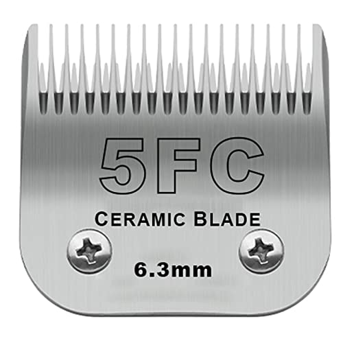 5FC Grooming Ceramic Pet Clipper Blades Compatible with Andis & Oster A5 | Cut Length 1/4”(6.3mm),Compatible with Wahl KM10 Series Clippers - color: Silver, size: 5FC 6.3mm