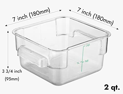 CURTA 8-Pack 2 Qt NSF Clear Polycarbonate Food Storage Containers with Green Lids - Square, Commercial-Grade, Freezer & Dishwasher Safe, Stackable - color: 2.0 Qt 8-Pack(Green Lids)