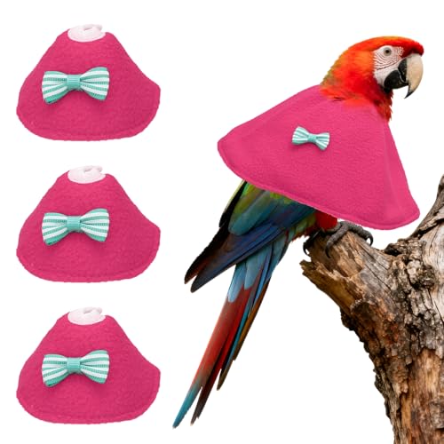 Bird Collars, Bird Cone Collar Protective Recovery Cones, Soft Adjustable Anti-Bite Feather Neck Protector (Pink, XS, 3 Pcs), Intended for Budgie/Cockatiel/Lovebirds - color: Pink, size: XS