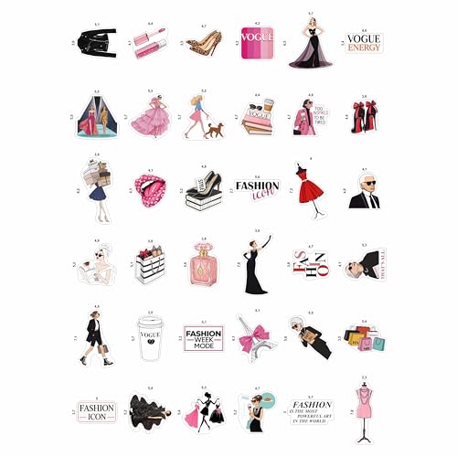 100Pcs Fashion Stickers for Water Bottles and Laptops - Glam, Aethetic Stickers for Scrapbooking - Fashion Gifts for Women, Party Decorations - Celebrity, Beauty Decals - Gifts for Women & Men - color: Fashion Stickers