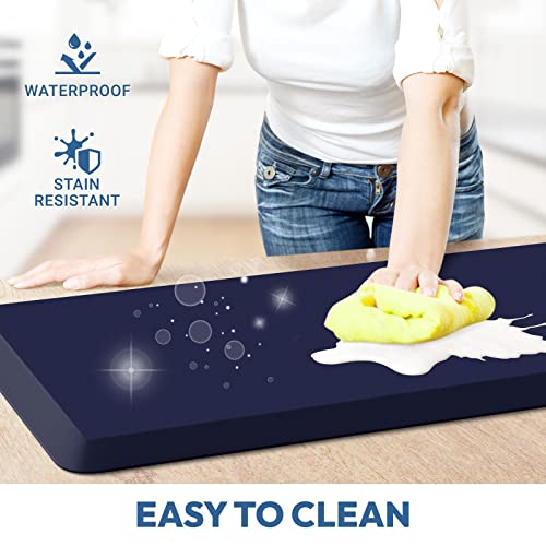 4/5 Inch Thick Kitchen Mat - Cushioned Anti Fatigue Mats for Kitchen Floor - Easy to Clean, Waterproof, Non-Slip Kitchen Rug for Sink, Office, Kitchen (20''x32'' Blue) | Easy to Clean, Water Resistant, Non-Slip Thicker Rug, Standing Desk Mat for Sink, Off