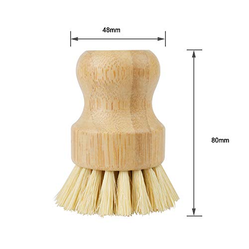 2 Pack Bamboo Dish Scrub Brush, Picowe Natural Scrub Cleaning Brush Vegetable Brush for Dishes Cast Iron Pots Pans, Used in Bathroom Kitchen Sink Household Cleaning