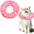 Cat Cone Collar Soft, Comfortable Cat Donut Collar After Surgery, Adjustable Elizabethan Recovery Collars & Cones to Stop Licking, Lightweight Neck Collar Soft Cone for Cats Kitten (Pink, Medium) - size: M