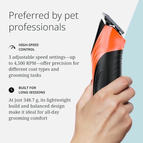 Wahl Pro Animal KM Velocity Corded Clipper, No-Slip Grip, Detachable Blades | Corded Clipper for Dogs, Cats, and Horses, LOCKGUARD Technology, No-Slip Grip for All-Day Comfort, Includes Detachable Blades
