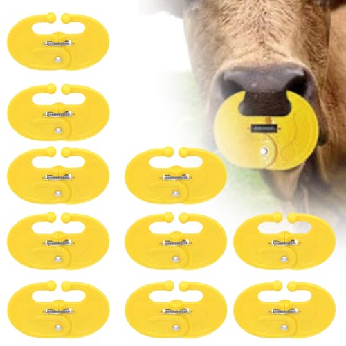 Calf Weaner Cow Nose Thorn Thick 10pcs Plastic Cattle Nose Rings Milk Sucking Preventer Yellow