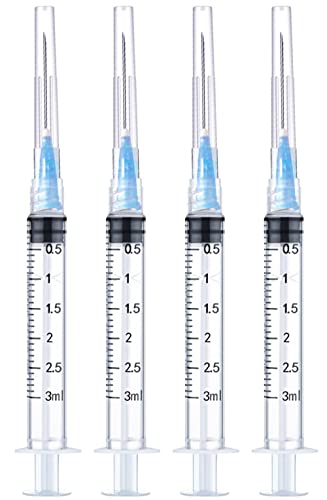 4 Pack 3ml Disposable Syringe with 23Ga 1.0 Inch, Luer Lock Syringes, Individual Sterilized Wrapped - color: 4 Pack