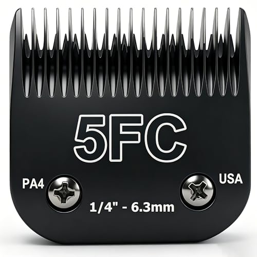 5FC Pet Dog Grooming Steel Blades Compatible with Andis Wahl Oster Clippers | Cut Length 1/4-Inch(6.3mm), Detachable Replacement Blade for Dog Clippers, Compatible Accessory Stainless Steel Blade, Black - size: 5FC: 1/4" (6.3mm) Black