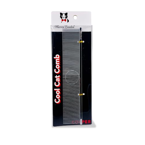 Warren London Cool Cat Greyhound Style Comb – 7.5" Professional Copper Cat Grooming Comb with Fine & Coarse Teeth, Rounded Pins for Detangling/Sensitive Skin, Deshedding & Dematting - style: Cool Cat Comb