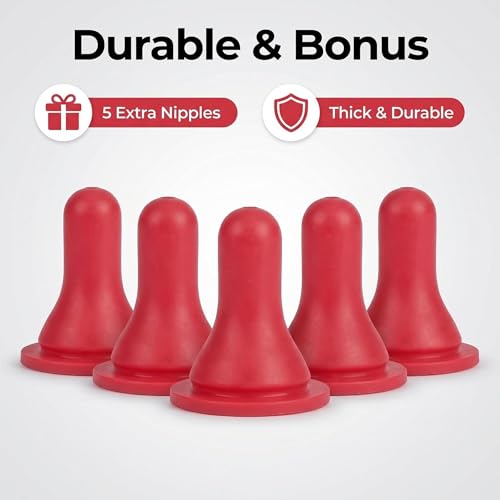 5 Pack 800ml Lamb Feeding Bottles | 5 bottles with 10 soft silicone nipples. 45° leak-proof double-cap design, marked with clear scales.