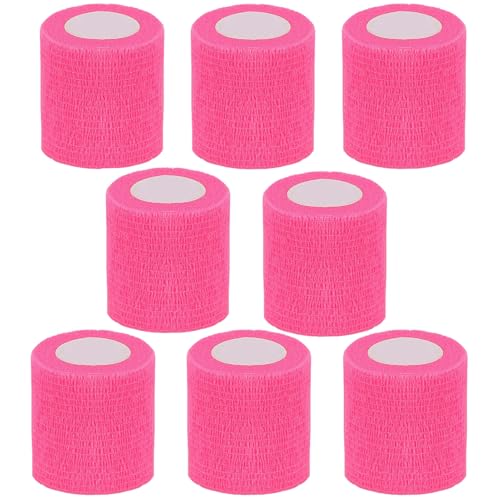 Self Adhesive Bandage Wrap,2" Pink Cohesive Bandages Vet Wrap Sport Tape | CIYAGPOOU 8 Pack Breathable Elastic Bulk for First Aid Supplies, Wrist Sprains Protection - color: Pink Self Adhesive Bandage Wrap