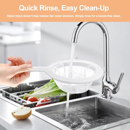Ultra-Fine Nylon Mesh Strainer- Mini Kitchen Colander for Coffee, Milk, Yogurt, Juice - Non-Slip Handle & Hanging Hole (200 Mesh) - size: 200 Mesh