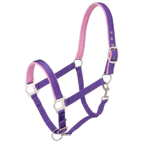 Tough1 Padded Halter with Satin Hardware - color: Purple, size: Pony