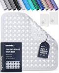 homerella Square Shower Mat Non Slip Anti Mold 21x21 Anti Slip Shower Mat | 100% BPA Free, Mildew Resistant, Machine Washable, Shower Mats for Inside Shower, Shower Floor Mat Mat Non Slip EU Certified - color: Clear