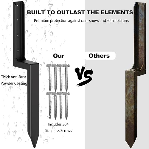 One-Piece Fence Post Repair Kit, Heavy Duty, 2-Pack | One-piece , 11-gauge steel, 304 SS rustproof, 5.47 lbs each, fits 4x4/6x6, no-dig install,20-min fix