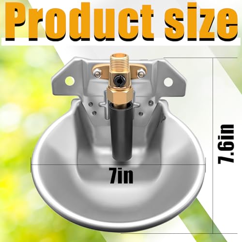 Automatic Animal Drinking Water Bowl with Float Valve and Drainage Hole 304 Stainless Steel Feeder Waterer Livestock Water Trough Suitable for Pet Dog Horse Cattle Goat Sheep 2Pcs（Dia 9in） - style: 0.6L-2pcs