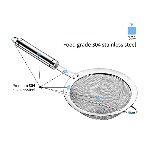 Stainless Steel Fine Mesh Strainers for Kitchen, Colander-Skimmer with Handle, Sieve Sifters for Food, Tea, Rice, Oil, Noodles, Fruits, Vegetable 4.73 inch - size: 4.73 inch