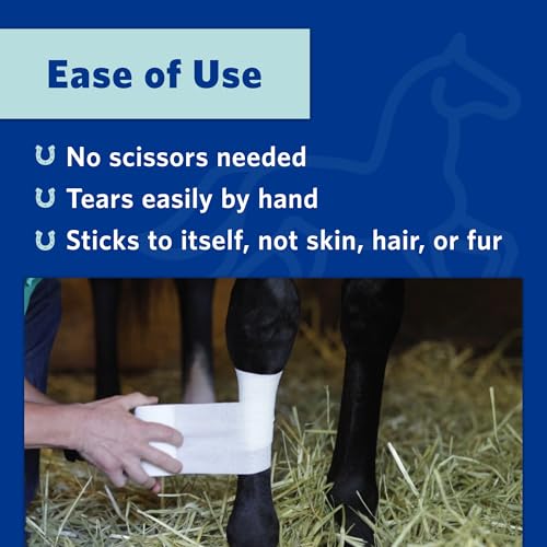 OVIK Health PowerFlex Equine – Extra Strong Self-Adhering Bandage Wrap – Wound Care, Compression & Support Bandage for Horses, Cows & Dogs – No Chew, 4 inch, 4 Rolls (Resealable Case) - color: No Chew
