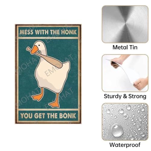 Generic Metal Poster Signs Tin Metal Sign Goose Mess With The Honk You Get The Bonk For Home Kitchen Restaurant Coffee Bar Wall Decor Art Bar Background Wall Decoration 8x12inch