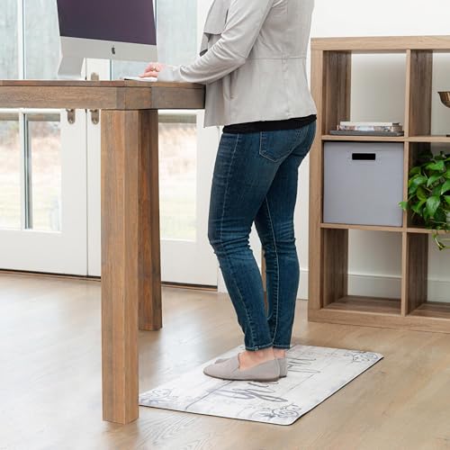 Cozy Living Anti-Fatigue Kitchen Mat, Grateful Floral 17.5"x30" - color: Grey/Cream, size: 18"L x 18"W x 0.5"Th