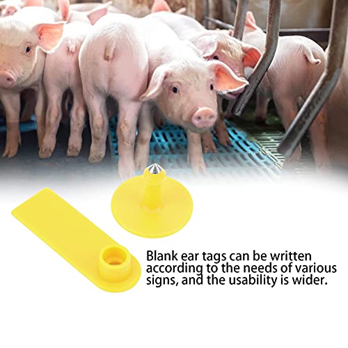 100PCS Cattle Ear Tags, Blank Cattle Ear Tags TPU Cow Ear Tags Farm Goat Ear Tags Livestock Large Size Livestock Identification Ear Tags for Identification Cattle,Sheep Goat, Pig(Yellow) - color: Yellow
