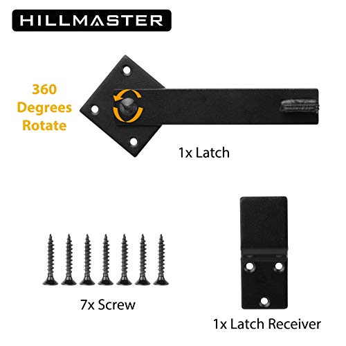 HILLMASTER Sturdy 6" Farm Flip Fence Gate Latch, Barn Door Lock Flip Latch Hardware, Rustic Gate Lock for Cabinet, Shed, Sliding Doors, Matte Black (Pack of 2) - size: 6in (Pack of 2)