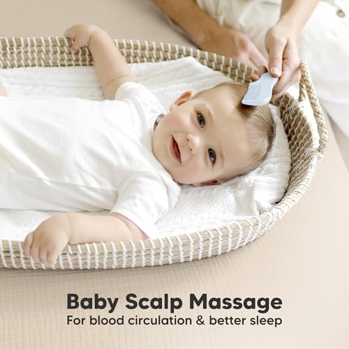 Wooden Baby Hair Brush Set for Newborns, Toddler Comb (Frost, Regular) | Soft Goat Bristle, Baby Brush and Comb Set, Infant Grooming Kit, Cradle Cap Care, Durable & Gentle, Boy, Girl Bath Essential - color: Frost, size: Oval, Regular 7"