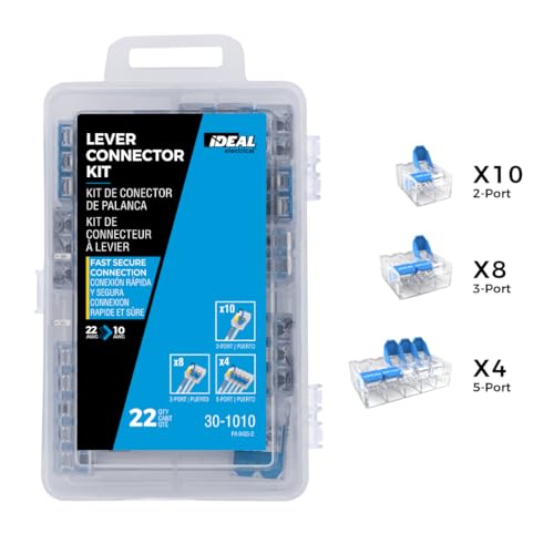 Ideal Electrical 30-1010 InSure 22 pc 10 AWG Lever Connector Kit (22 Pieces of Lever Wire Connectors) - size: 22 pc 10 AWG
